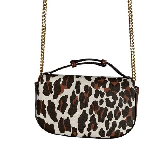 Tory Burch Emerson Printed Top Handle Crossbody In Leopard Print Chainlink NWT - Picture 9 of 15